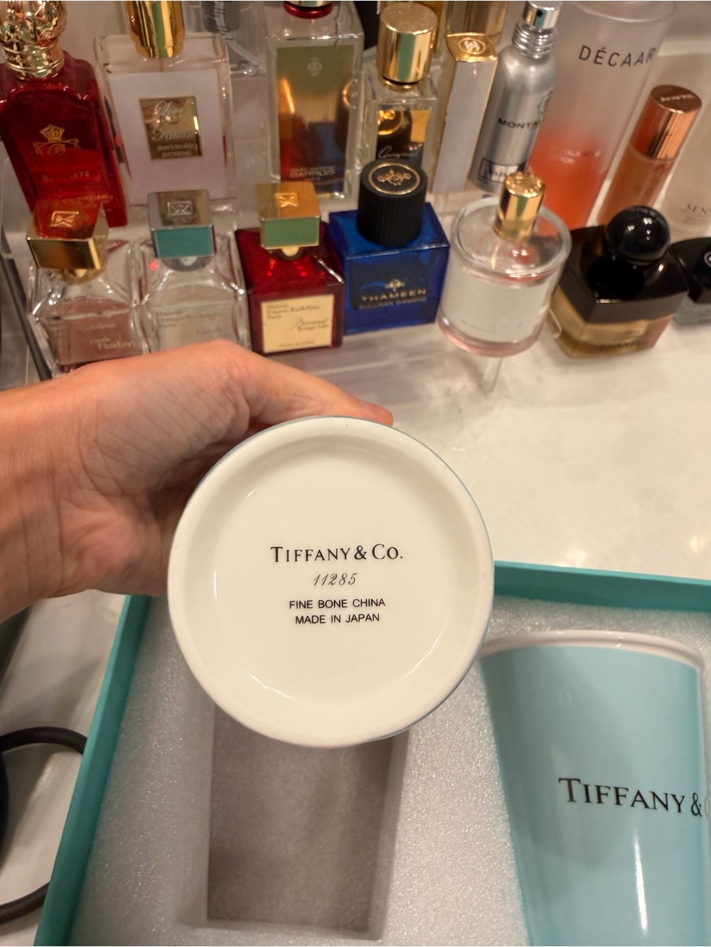 Tiffany & Co. White Fine Bone China Trinket Dish with Blue Box Accent - Picture 4 of 7